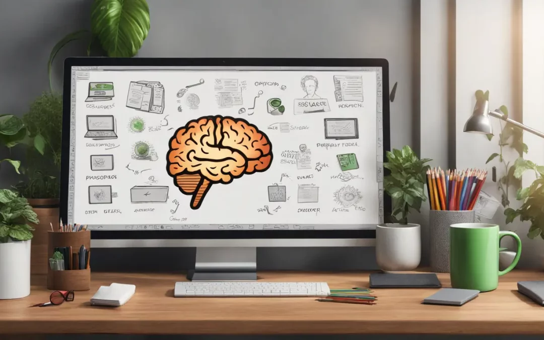 Imagem de uma tela de computador exibindo ícones de softwares para psicólogos